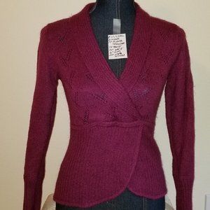 #437 NWOT Work to Weekend S Wrap Eyelet Sweater